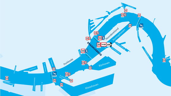 Kaartje met afbeelding snelheid voor de Erasmuszone