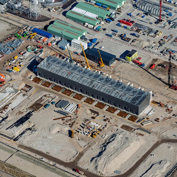 Luchtfoto Airliquide in aanbouw